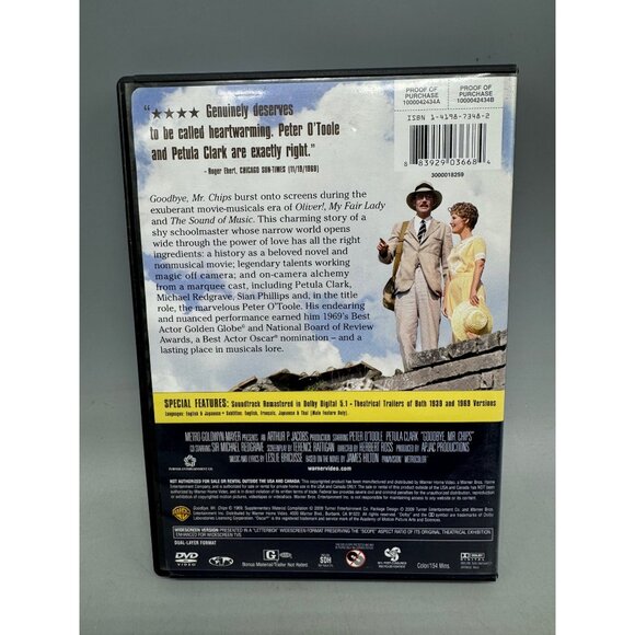 goodbye Mr Chips DVD Peter O'Toole Petula Clark rated G English 154 minutes WB R - Picture 2 of 3